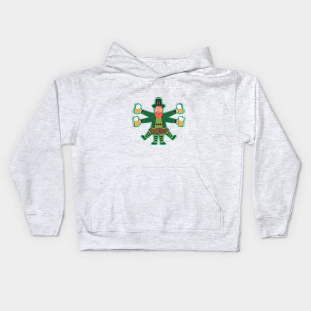 Leprechaun Man drinking beer vitruvian man Kids Hoodie by opippi